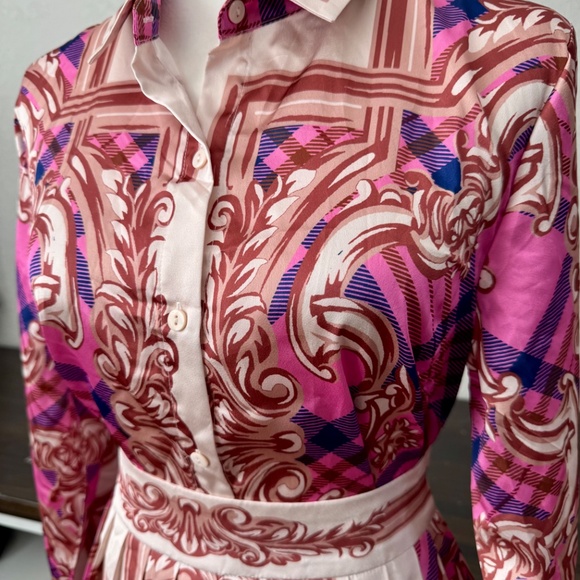 Her Bottari Button Down Shirt Skirt Set Pleated Skort Plaid Women's Size L - Picture 2 of 12